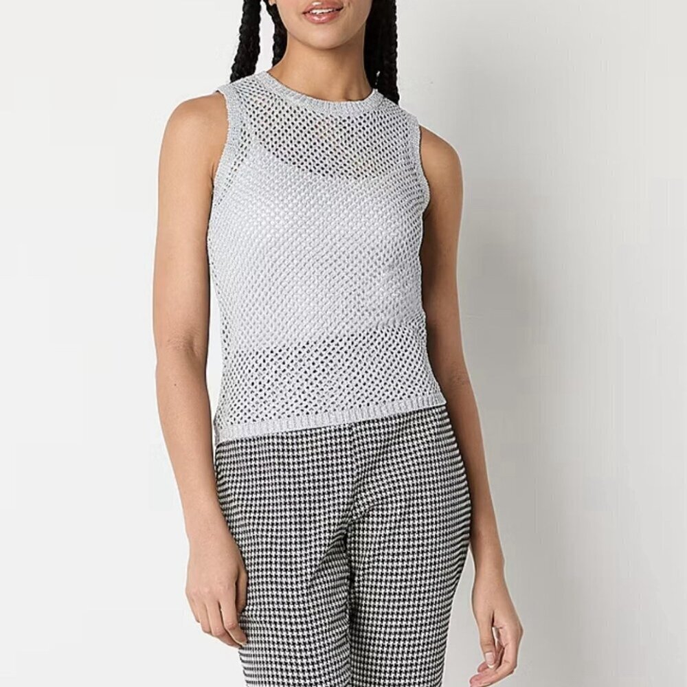 Worthington Women's Sleeveless Pullover Sweater Size S Silver Metallic NWT $49